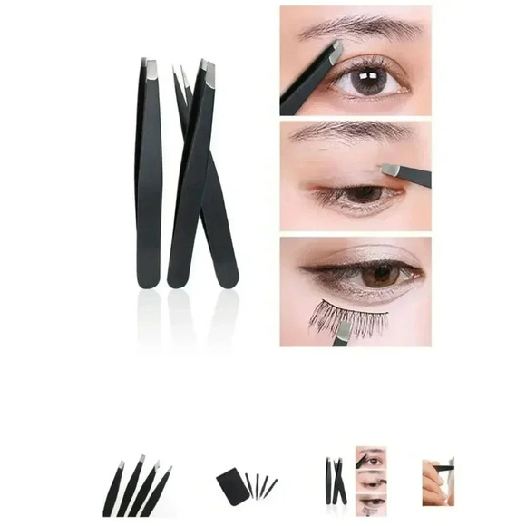 4 Tip Tweezer Set Stainless Steel Precision Tweezers Pluckers Eyebrow Shaping 4 - Picture 4 of 4